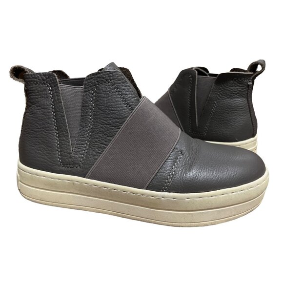 J Slides NYC Ankle Sneakers Gray Leather Sz 7 M Womens Flat - Picture 8 of 15